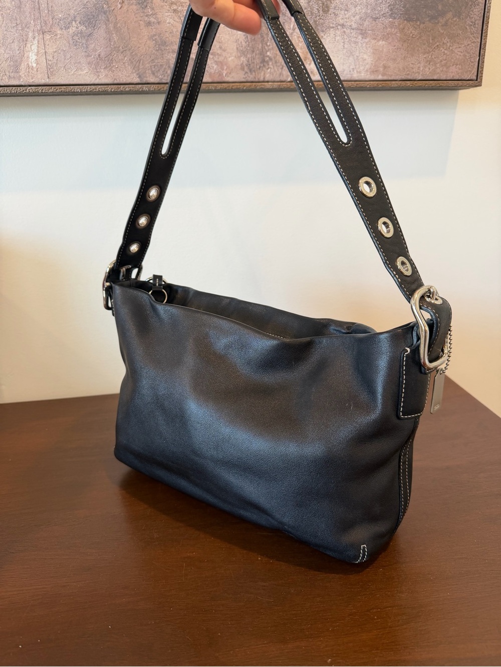 Coach 1417 East West Black Legacy Zip Top Closure Shoulder/Hobo Bag